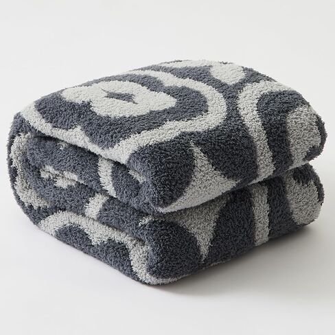 Plush Throw Blanket, Grey and White Chevron Pattern, Sherpa Fleece, 51x63 Inches, Soft Cozy Blanket for Couch and Travel (Gray) in Saudi Arabia