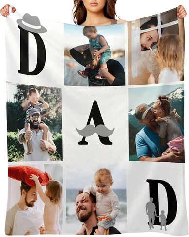Custom Blanket with Picture, Personalized Blanket, Customized Fleece Throw Blanket Ships Next Day Made in USA Personalized Gifts for Mom Dad Couple Girlfriend Boyfriend Wife Husband in Saudi Arabia