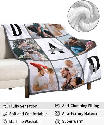 Custom Blanket with Picture, Personalized Blanket, Customized Fleece Throw Blanket Ships Next Day Made in USA Personalized Gifts for Mom Dad Couple Girlfriend Boyfriend Wife Husband in Saudi Arabia