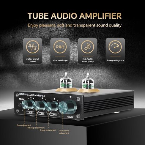 HiFi Tube Audio Amplifier, 2 Channel Vacuum Tube HiFi Audiophile Preamplifier, 3 Adjustable Equalization Settings, for HiFi Bookshelf Speakers, Stereo Speakers (US Plug) in Saudi Arabia