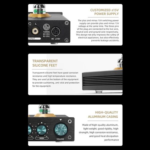 HiFi Tube Audio Amplifier, 2 Channel Vacuum Tube HiFi Audiophile Preamplifier, 3 Adjustable Equalization Settings, for HiFi Bookshelf Speakers, Stereo Speakers (US Plug) in Saudi Arabia