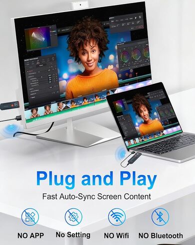 2026 جهاز إرسال واستقبال HDMI لاسلكي مطور 328FT/100M، التوصيل والتشغيل 5G+2.4G محول عرض مجموعة موسع HDMI اللاسلكي، إخراج 4K فك تشفير 1080P، لمراقبة الصوت من الكمبيوتر/جهاز العرض/صندوق التلفزيون in Kuwait