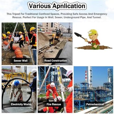 Compact Rescue Tripod Kit with SelfLocking Winch & Fall Protection for Tunnel & Pipe Safety WorkEssential Equipment for Limited Space Operations in Kuwait
