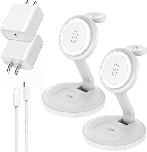 محطة شحن لاسلكية مغناطيسية قابلة للطي 3 في 1، شاحن iPhone Mag-Safe، حامل شاحن MagSafe سريع بقدرة 15 وات لأجهزة Apple iPhone16Pro Max/16 Pro/15 ProMax/14/13/12، وApple Watch Ultra/2/SE إلى S9، وAirPods Pro 3 in Kuwait