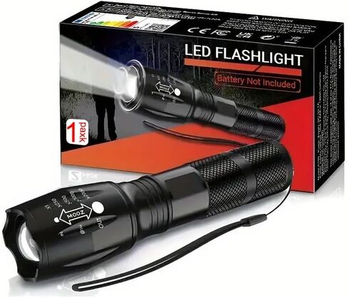1 Pack LED Flashlights, Military Grade Portable 5 Modes 3000 High Lumens Led Waterproof Handheld Flashlight for Outdoor and Home Use(Batteries Not Included) in Saudi Arabia