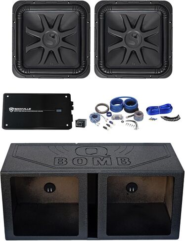 KICKER (2) 44L7S154 15" 4000 Watt Solobaric L7S Subwoofers+Amp+Bedlined Sub Box in Saudi Arabia