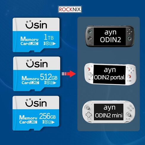 بطاقة SD للألعاب لبوابة Ayn Odin2/Odin2 MINI/Odin2، التوصيل والتشغيل، 1 تيرابايت 50000+ ألعاب و512 جيجابايت 28000+ ألعاب، نظام Rocknix المثبت مسبقًا، بطاقة ذاكرة TF عالية السرعة (512 جيجابايت) in Saudi Arabia