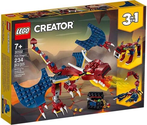 LEGO Creator 3in1 Fire Dragon 31102 Building Kit, Cool Buildable Toy for Kids (234 Pieces) in Saudi Arabia