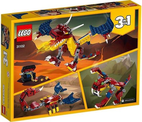 LEGO Creator 3in1 Fire Dragon 31102 Building Kit, Cool Buildable Toy for Kids (234 Pieces) in Saudi Arabia