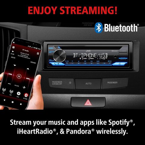 JVC KD-SR87BT Bluetooth CD Car Stereo with USB Port – AM/FM Radio, MP3 Player, High Contrast LCD, Detachable Face Plate – Single DIN – 13-Band EQ (Renewed) in Saudi Arabia