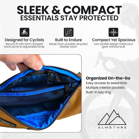 ALMSTHRE Hip Pack - أسود منتصف الليل | حقيبة فاني متينة ومقاومة للماء لراكبي الدراجات | مقاس قابل للتعديل مع مساحة تخزين منظمة | نايلون مقاوم للتمزق معاد تدويره لركوب الدراجات والمشي لمسافات طويلة والحمل اليومي in Kuwait
