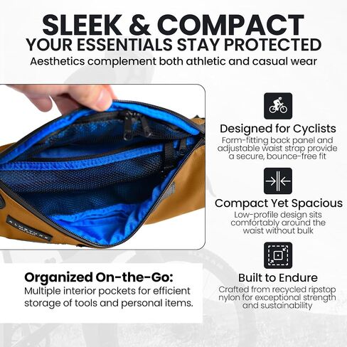 ALMSTHRE Hip Pack - أسود منتصف الليل | حقيبة فاني متينة ومقاومة للماء لراكبي الدراجات | مقاس قابل للتعديل مع مساحة تخزين منظمة | نايلون مقاوم للتمزق معاد تدويره لركوب الدراجات والمشي لمسافات طويلة والحمل اليومي in Kuwait