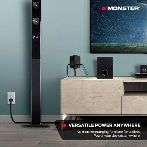 Monster Power Shield: Magnetic Wall Outlet Extender, Multiple Plug Outlet with 2 AC Outlets, 3 USB-A Ports, & 1 USB-C Port (20W) in Saudi Arabia