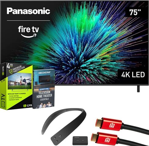 Panasonic TV-65W70BP W70 Series 65 inch LED 4K Ultra HD Smart Fire TV Bundle with Bluetooth Soundbar, TV Wall Mount, 6-Outlet Surge Adapter, Theater Essentials and 2X HDMI Cable in Saudi Arabia