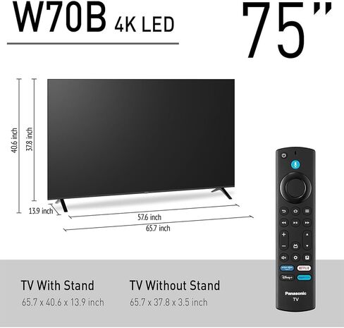 Panasonic TV-65W70BP W70 Series 65 inch LED 4K Ultra HD Smart Fire TV Bundle with Bluetooth Soundbar, TV Wall Mount, 6-Outlet Surge Adapter, Theater Essentials and 2X HDMI Cable in Saudi Arabia