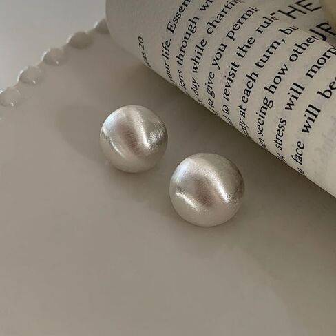 Stud Earrings for Women Half-ball Mattle Gold Sliver Studs Gold Brushed Button Earrings for Women Fashion Vintage Stud Earrings for Party in Saudi Arabia