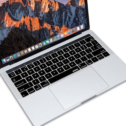 XSKN Portuguese Language Keyboard Skin Cover for 2016 Touch Bar MacBook Pro 13 (A2159 A1989 A1706) & MacBook Pro 15 (A1990 A1707), Plus Touch Bar Protector Gift, US EU Layout (Black) in Saudi Arabia
