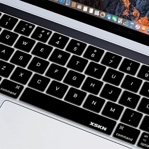 XSKN Portuguese Language Keyboard Skin Cover for 2016 Touch Bar MacBook Pro 13 (A2159 A1989 A1706) & MacBook Pro 15 (A1990 A1707), Plus Touch Bar Protector Gift, US EU Layout (Black) in Saudi Arabia