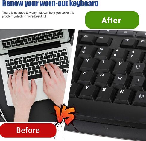 Keyboard Letter Stickers, 4 Pcs Universal English Laptop Keyboard Stickers Replacement with Matte Black Background and White Lettering for PC Computer Laptop Desktop in Saudi Arabia