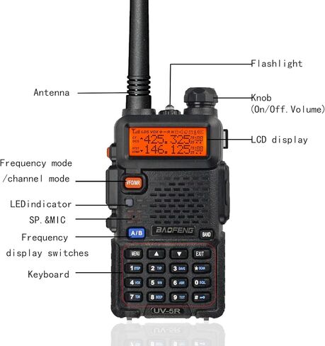 Baofeng UV-5R راديو ثنائي الاتجاه محمول باليد راديو هام ثنائي النطاق (2PACK، أسود) in Kuwait