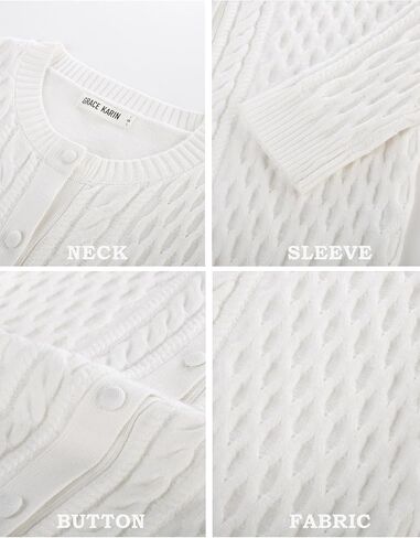 GRACE KARIN Womens Cable Knit Cardigan Button Up Sweater Soft Open Front Cardigans Crewneck Long Sleeve Outwear in Saudi Arabia