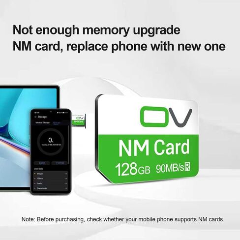 OV NM Card 128GB 90MB/S Nano Memory Card Compatible only with Huawei Mate Mate20 Mate30 Mate40 Mate50 Mate60 Series/ P30 P40 p50 p60 Pro Series/Honor30 pro Nova Enjoy Series in Saudi Arabia