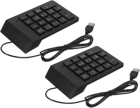 2 قطعة لوحة أرقام USB محمولة لوحة مفاتيح رقمية مدمجة لأجهزة الكمبيوتر المحمول وسطح المكتب لوحة مفاتيح الخدمات المصرفية المالية مع مفاتيح الوظائف السريعة واجهة USB للمحترفين المحمول in Kuwait