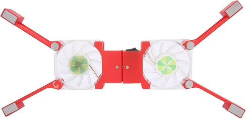 Laptop Cooling Pad, Portable Laptop Cooling Fan Stand, Folding Laptop Cooling Pad Double Fans LED Blue Light Notebook Computer Cooler(red) in Saudi Arabia