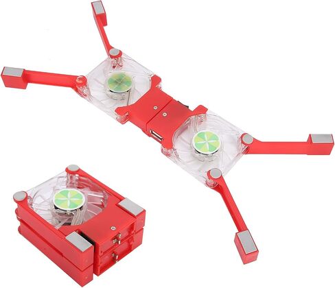 Laptop Cooling Pad, Portable Laptop Cooling Fan Stand, Folding Laptop Cooling Pad Double Fans LED Blue Light Notebook Computer Cooler(red) in Saudi Arabia