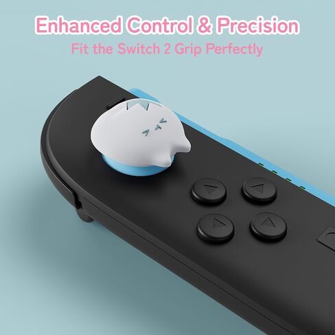 قبعات عصا التحكم GeekShare المتوافقة مع Switch 2 - أغطية قبضة الإبهام المضادة للانزلاق - 4 قطع من السيليكون التناظري مقابض عصا التحكم للتبديل 2025، أسنان بيضاء in Saudi Arabia