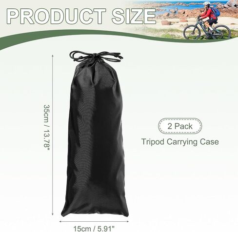 Tripod Case Bag, Nylon Tripod Storage Bag, Long Foldable Monopod Compact Carrying Organizer Pouch- Fitting for (Monopod/Light Stand/Umbrella/Travel) 24 x 8 In & 2 Pack & Black in Saudi Arabia