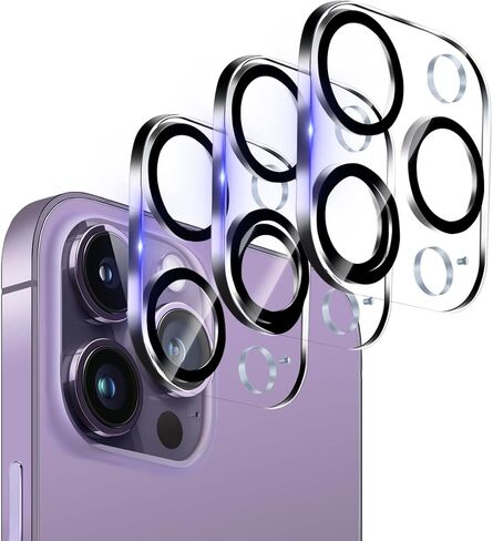 3 قطع من واقي عدسة الكاميرا الزجاجي المقوى لهاتف iPhone 14 Pro 6.1 بوصة وiPhone 14 Pro Max 6.7 بوصة، فائق الدقة، صلابة 9H، مضاد للخدش، سهل التركيب [لا يؤثر على اللقطات الليلية] in Kuwait