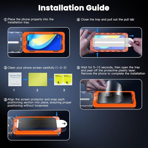 واقي شاشة للخصوصية غير لامع من Uyiton لهاتف iPhone 17 Pro Max - مضاد لبصمات الأصابع [سهل التركيب] مضاد للتجسس ومضاد للكسر بتغطية كاملة 9H غطاء شاشة من الزجاج المقوى، عبوتان in Kuwait