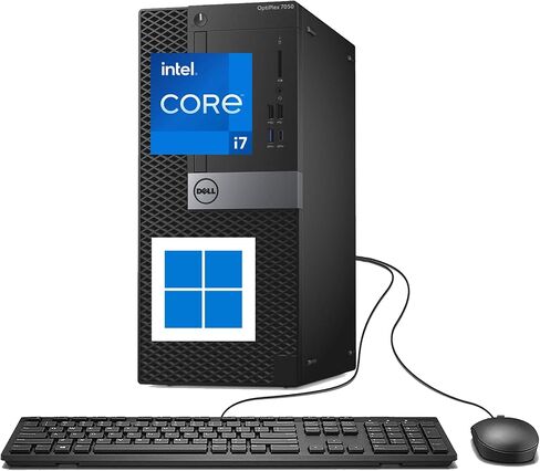 Dell Optiplex Mini Tower i7 Desktop 7050 Computer PC, 7050 Mini Tower Windows 11 Pro, Quad Core i7-7th 3.4GHz up to 4.0GHz, 16GB RAM, 512GB SSD, Keyboard (Renewed) in Saudi Arabia