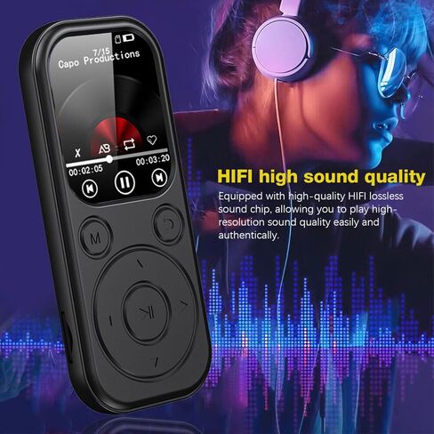 Dpofirs MP3 Player with Bluetooth 5.4, Portable Music Player with HiFi Sound for Sports Runners, 2inch Screen, 500mAh, Book Reader, Alarm Clock, FM, 128GB Expandable (No Small Memory Card) in Saudi Arabia