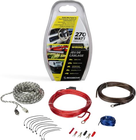 Scosche KPA6CC 6 Gauge 2-Channel Amp Wiring Kit, Complete Amplifier Installation Kit for Car Speakers & Subwoofers with Power & Ground Cables, RCA Audio Cable, Speaker Wire, Fuse Holder & Terminals in Saudi Arabia