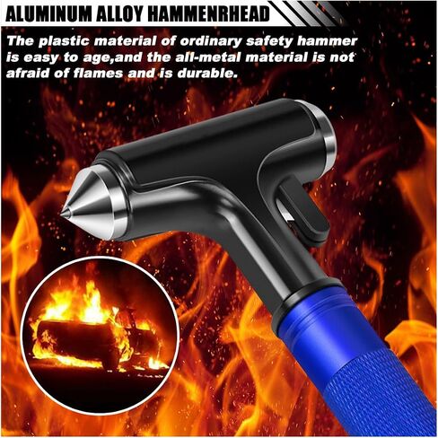 Car Glass Breaker with Seat Belt Cutter, Car Window Breaker Tool Automotive Safety Hammer, 3 in 1 Emergency Escape Tool for Vehicle Accidents, Car Hard Aluminium Alloy Head Design (Blue) in Saudi Arabia