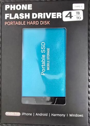 4T External SSD – 4000GB Portable Solid State Drive Mobile Storage with USB 3.0 & Type-C, Slim Shockproof Storage for Windows, Mac & Linux, iPhone, Harmony, Android. in Kuwait