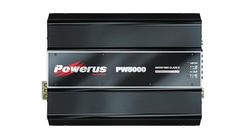 مضخم سيارة PW5000 2 أوم كامل المدى بقناة واحدة فئة D، 5600 وات RMS @12.6V / 6400W @14.4V، قطعة واحدة، تعزيز الجهير، HPF/LPF Crossover، محدد الصوت التلقائي in Kuwait