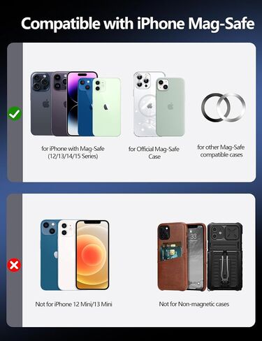 for MagSafe Wallet Stand for iPhone 16/15/14/13/12 Series, Magnetic Cards Holder, RFID Leather, Black in Saudi Arabia