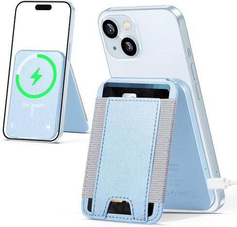 for MagSafe Wallet Stand for iPhone 16/15/14/13/12 Series, Magnetic Cards Holder, RFID Leather, Black in Saudi Arabia