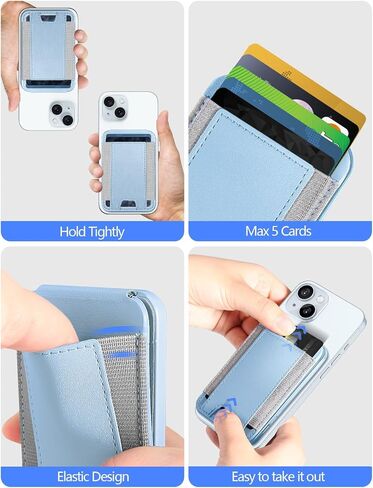 for MagSafe Wallet Stand for iPhone 16/15/14/13/12 Series, Magnetic Cards Holder, RFID Leather, Black in Saudi Arabia