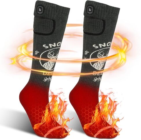 SNOW DEER Hunting Heated Socks for Men Women, Rechargeable Electric Heating Warm Sock for Motorcycle Hunting Ski Hiking Cold Winter Work Washable in Kuwait