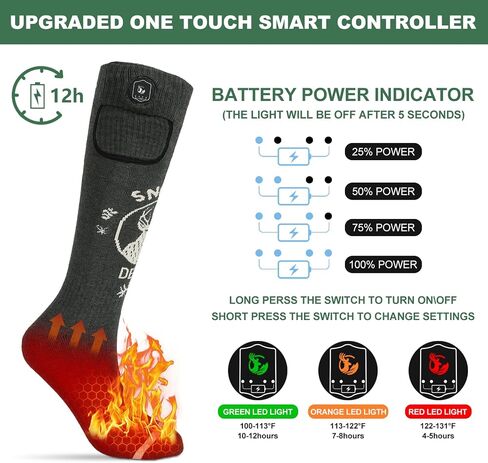 SNOW DEER Hunting Heated Socks for Men Women, Rechargeable Electric Heating Warm Sock for Motorcycle Hunting Ski Hiking Cold Winter Work Washable in Kuwait