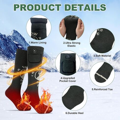 SNOW DEER Hunting Heated Socks for Men Women, Rechargeable Electric Heating Warm Sock for Motorcycle Hunting Ski Hiking Cold Winter Work Washable in Kuwait