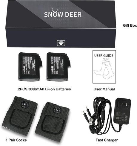 SNOW DEER Hunting Heated Socks for Men Women, Rechargeable Electric Heating Warm Sock for Motorcycle Hunting Ski Hiking Cold Winter Work Washable in Kuwait