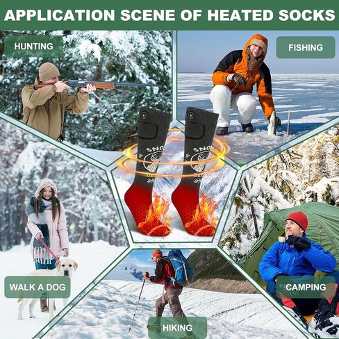 SNOW DEER Hunting Heated Socks for Men Women, Rechargeable Electric Heating Warm Sock for Motorcycle Hunting Ski Hiking Cold Winter Work Washable in Kuwait