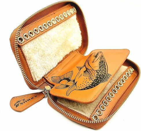 shrxy Fly Fishing Sequin Lure Bait Storage Wallet, Cowhide Leather, Felt Fly Dryer,stream Bait Tackle Bag in Saudi Arabia