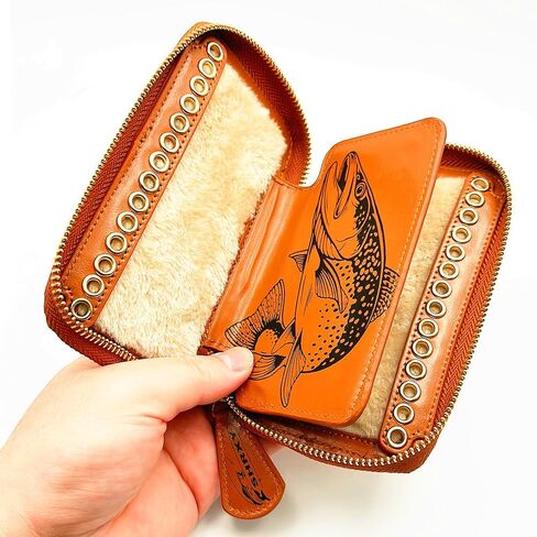 shrxy Fly Fishing Sequin Lure Bait Storage Wallet, Cowhide Leather, Felt Fly Dryer,stream Bait Tackle Bag in Saudi Arabia