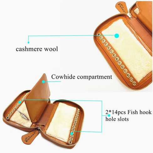 shrxy Fly Fishing Sequin Lure Bait Storage Wallet, Cowhide Leather, Felt Fly Dryer,stream Bait Tackle Bag in Saudi Arabia